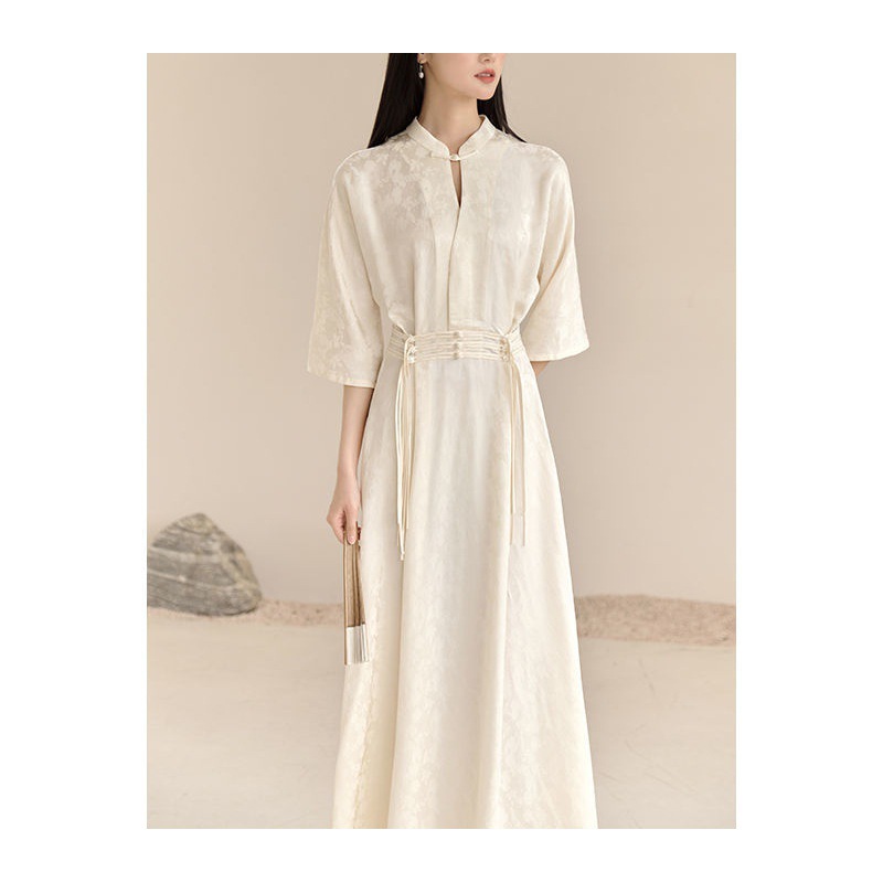 2026 new summer style retro daily temperament high-end simple improved version stand-up collar plate-button cheongsam dress