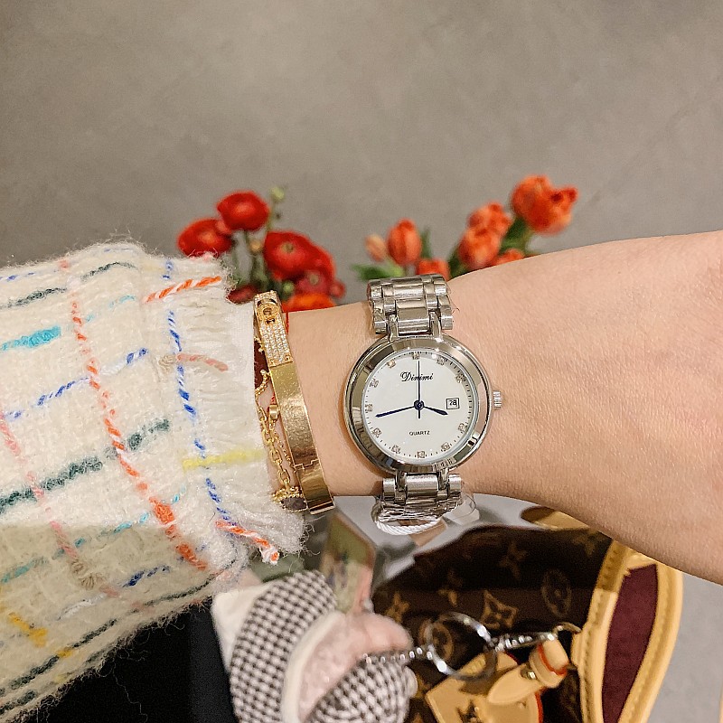 Dinimi fashion simple temperament steel belt quartz retro diamond scale ladies watch female watch
