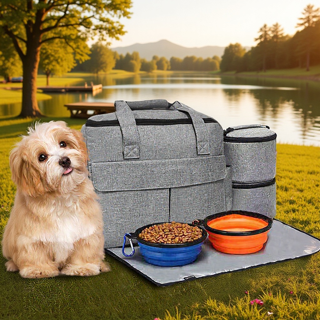 Cross-border pet bag, travel bag, convenient large-capacity backpack, dog food and cat food folding storage bag, multi-function