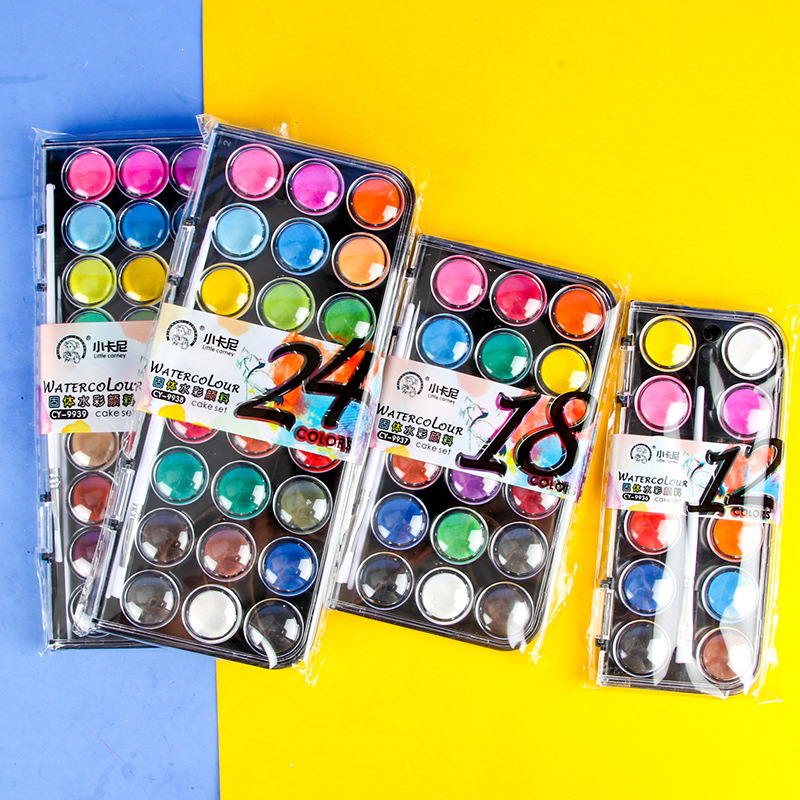 Little Carney solid watercolor paint set for beginners 12 18 24 36 color sketching DIY art painting gouache