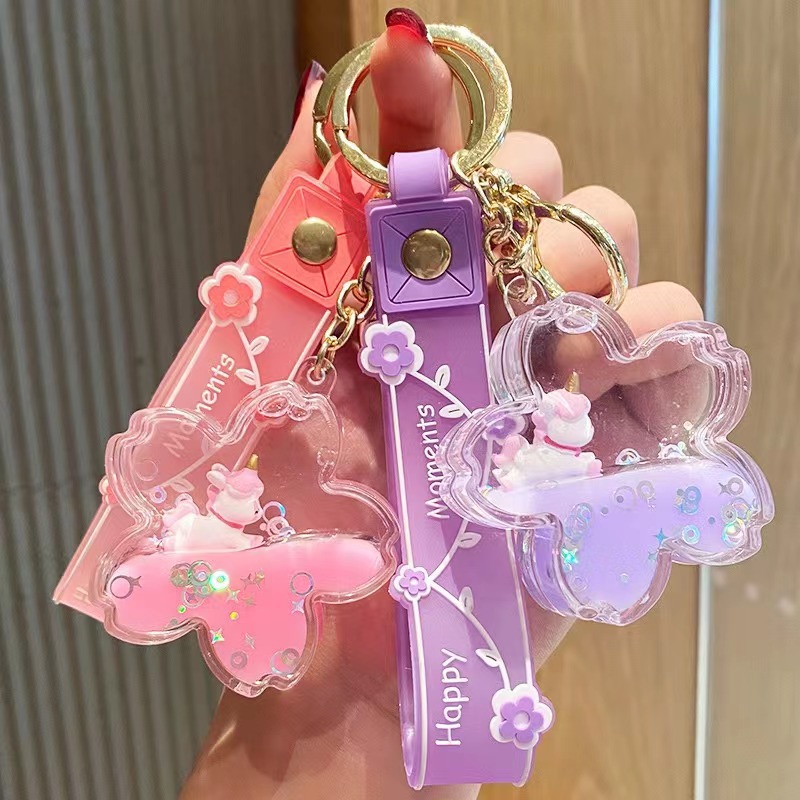 Internet celebrity floating unicorn doll doll key chain pendant girl heart couple bag car trend key chain