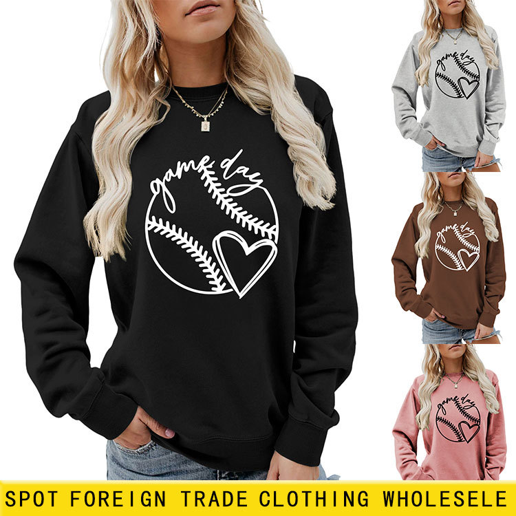 Amazon cross-border foreign trade game day new fashion trendy sweatshirts plus size women's clothing ready-made wholesale tops for women