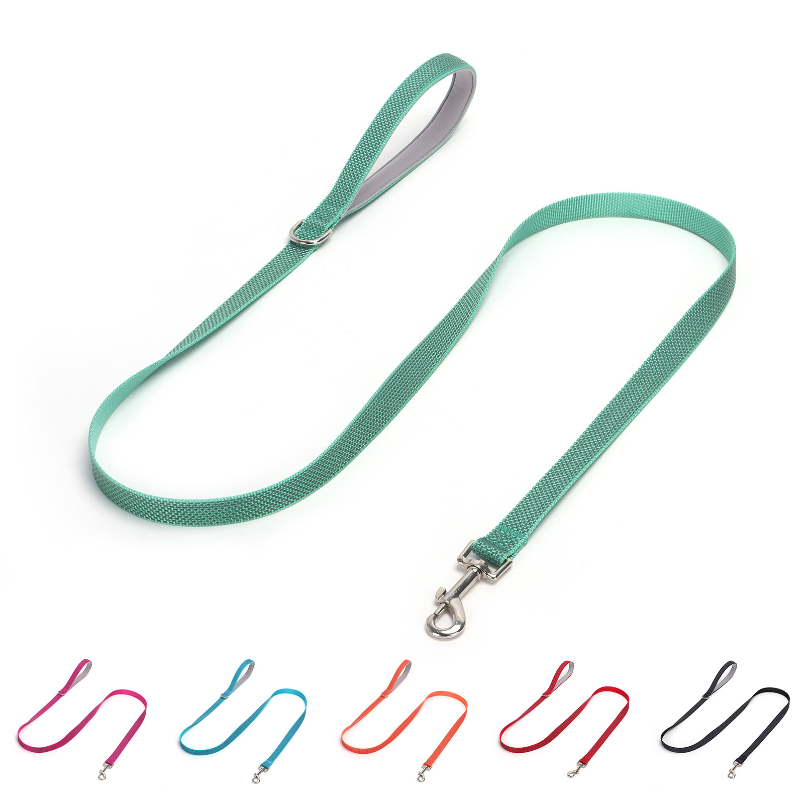 High-gloss reflective nylon dog leash, strong soft handle for walking the dog, pet dog leash