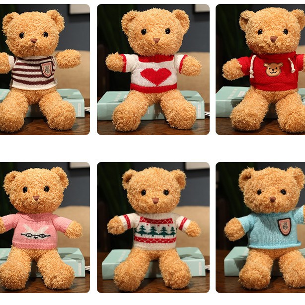 Teddy Bear Sweater Bear Doll Plush Toy Floor Push Ring Valentine's Day Gift Printed Logo Wholesale
