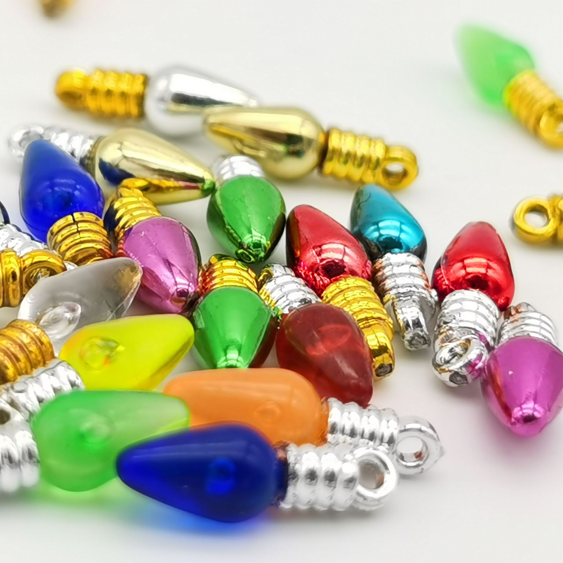 Colorful beads Christmas decoration, holiday DIY accessories, non-energized electroplated benzene colored small light bulbs