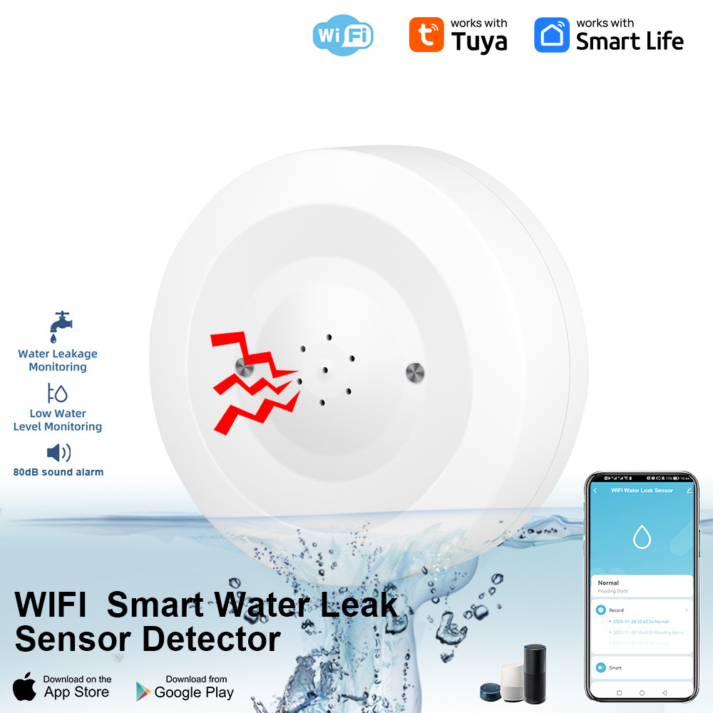 Tuya Flood Alarm Remote Smart Home WiFi Water Leak Sensor Detector WiFi Water Level Alarm