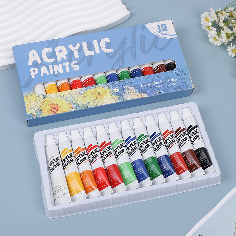 12-color acrylic paint set for beginners art students drawing painting graffiti art watercolor paint manufacturer wholesale