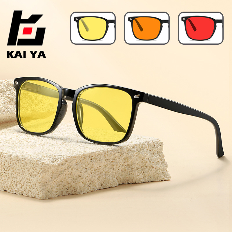 Cross-border retro night vision anti-blue light yellow men's and women's mobile phone flat glasses computer competitive gaming goggles