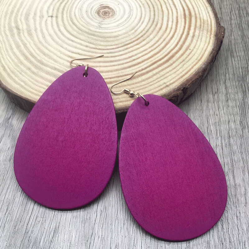 Cross-border European and American hot style wooden water drop earrings geometric lightweight long simple fashion earrings for women wholesale