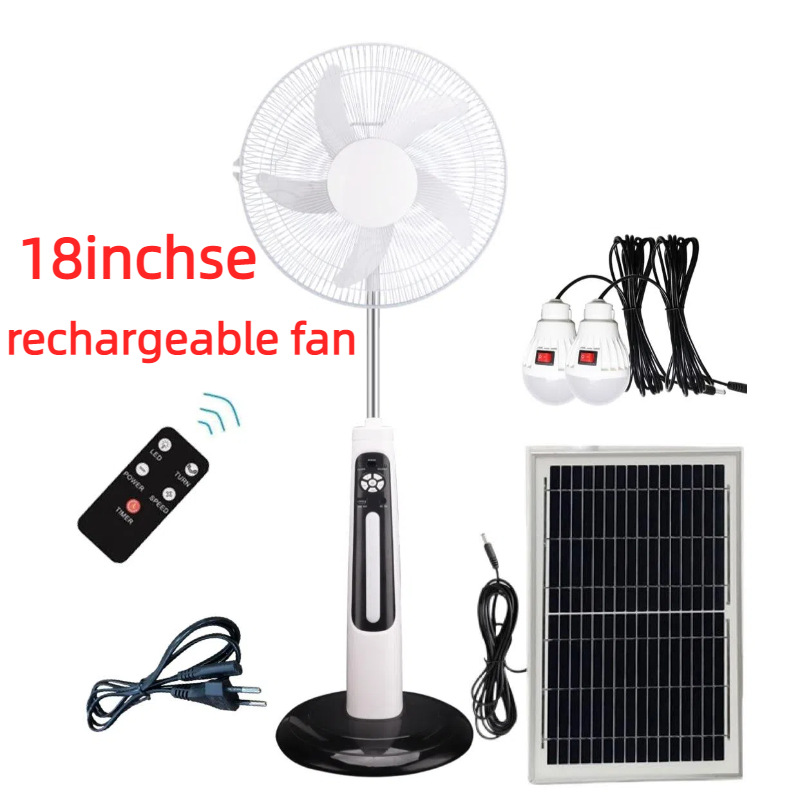 18icchse power outage emergency remote control solar electric fan charging with light 18-inch solar fan