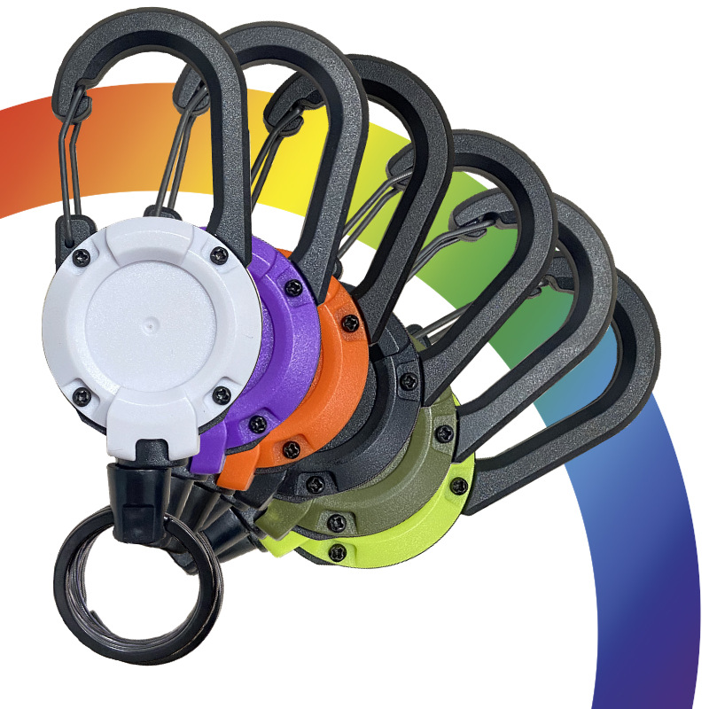 Backpack tactical U-shaped easy-pull keychain retractable simple black outdoor portable steel wire four-color spring buckle