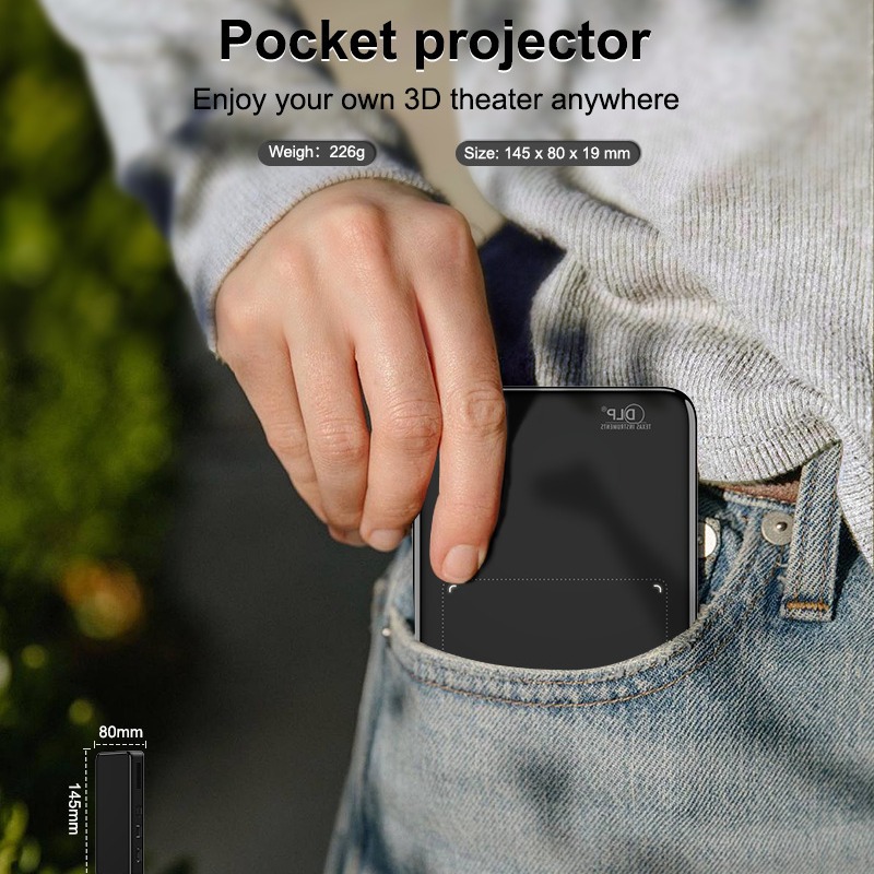 DLP black built-in battery DLP living room wall ultra-clear home theater projector S mini portable portable