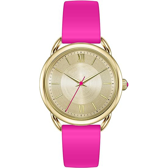 Customized ladies watch silicone watch waterproof quartz analog round ladies watch daily commute rose red