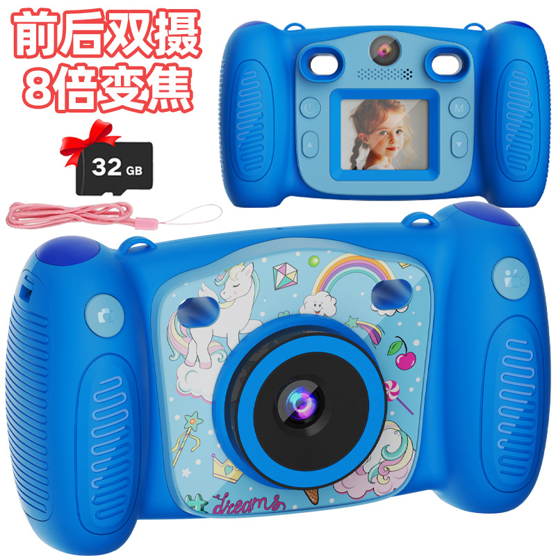 Cross-border popular mini portable cartoon children's digital action camera K18 high-definition dual-camera small SLR camera
