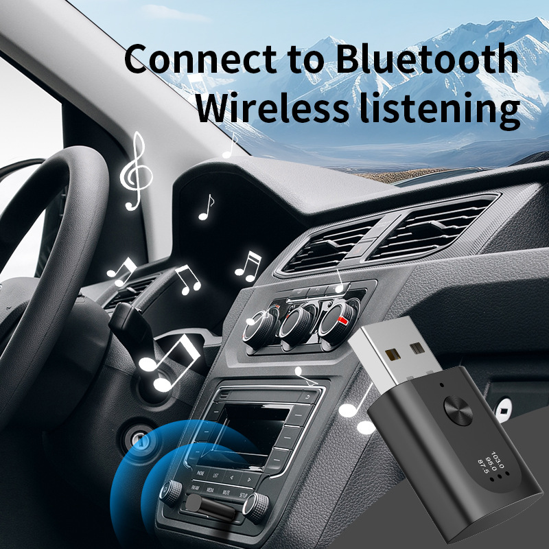 New 5.3USB Bluetooth FM Transmitter Car Bluetooth Receiver Hands-Free Call Radio Bluetooth Receiver