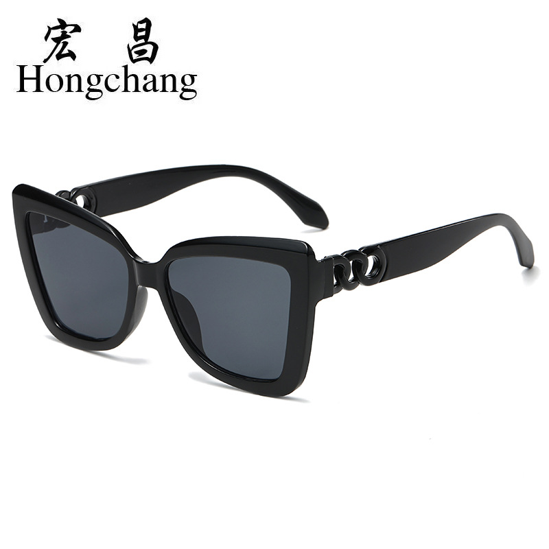 Cat Eye Sunglasses Chain Irregular 2024 New Anti-UV Sunglasses Ins Retro Sunglasses Photo