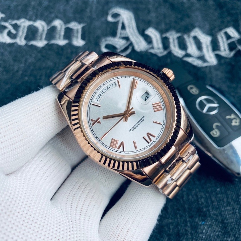 AliExpress Laojia Roman gold watch strap three-hand double calendar fully automatic mechanical watch men's casual watch