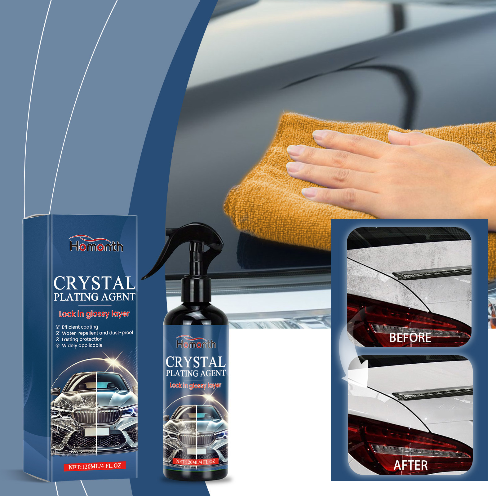 Homonth car crystal plating agent car paint polishing maintenance anti-fouling touch-up paint care scratch coating spray