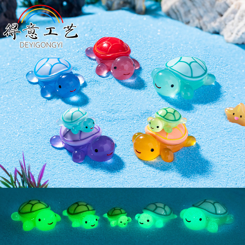 Live blind bag Internet celebrity luminous turtle micro landscape fish tank diy turtle decoration accessories resin small ornaments 2