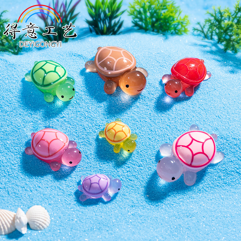 Live blind bag Internet celebrity luminous turtle micro landscape fish tank diy turtle decoration accessories resin small ornaments 3