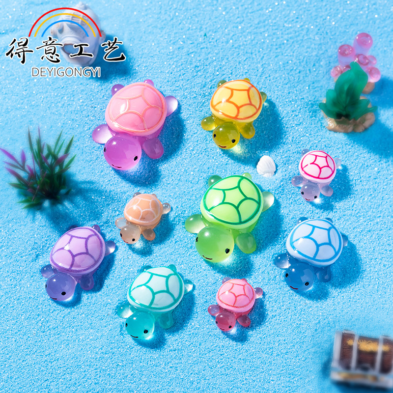 Live blind bag Internet celebrity luminous turtle micro landscape fish tank diy turtle decoration accessories resin small ornaments 4