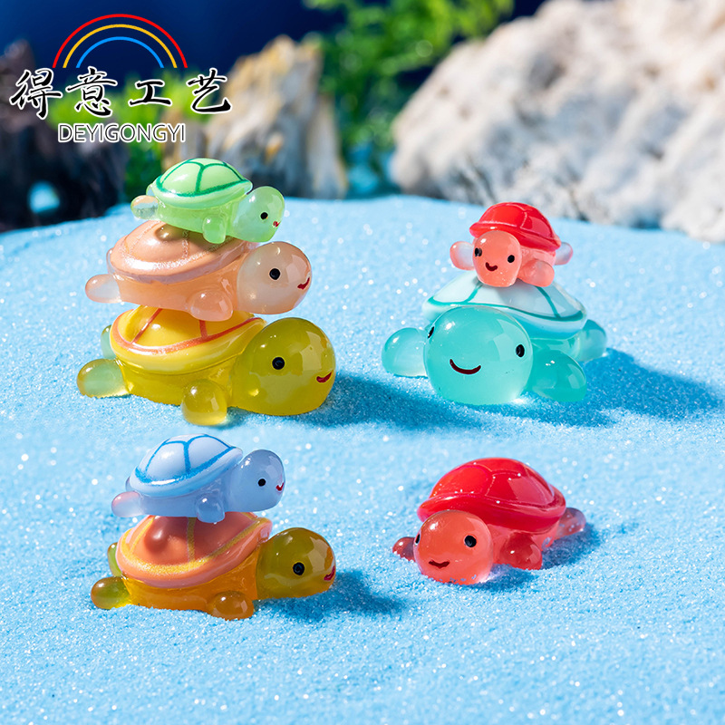Live blind bag Internet celebrity luminous turtle micro landscape fish tank diy turtle decoration accessories resin small ornaments 5