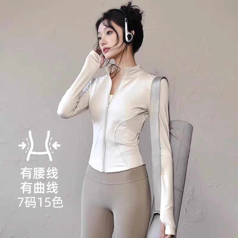 lulu yoga clothing top quick-drying sports jacket training long-sleeved women's outdoor running fitness clothing