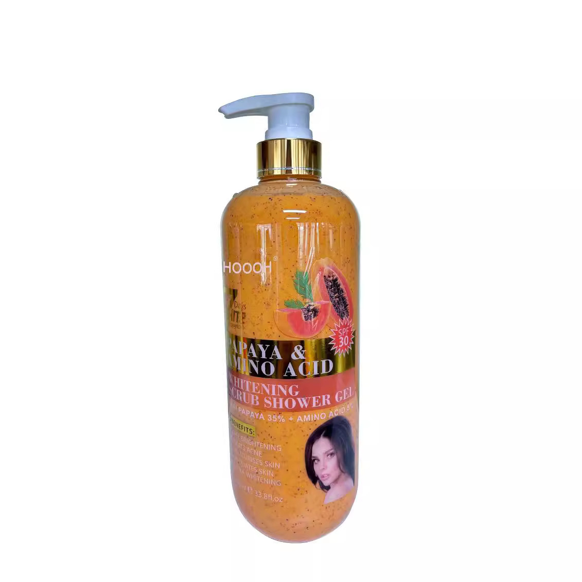 Cross-border large-capacity papaya scrub exfoliating shower gel niacinamide fragrance rejuvenating shower gel bodywash