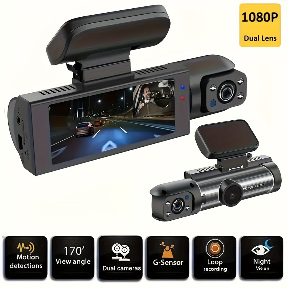 2024 Hot Recommended Car Driving Recorder HD Night Vision 1080P Car 360 Degree Car Front and Interior Dual Mirrors