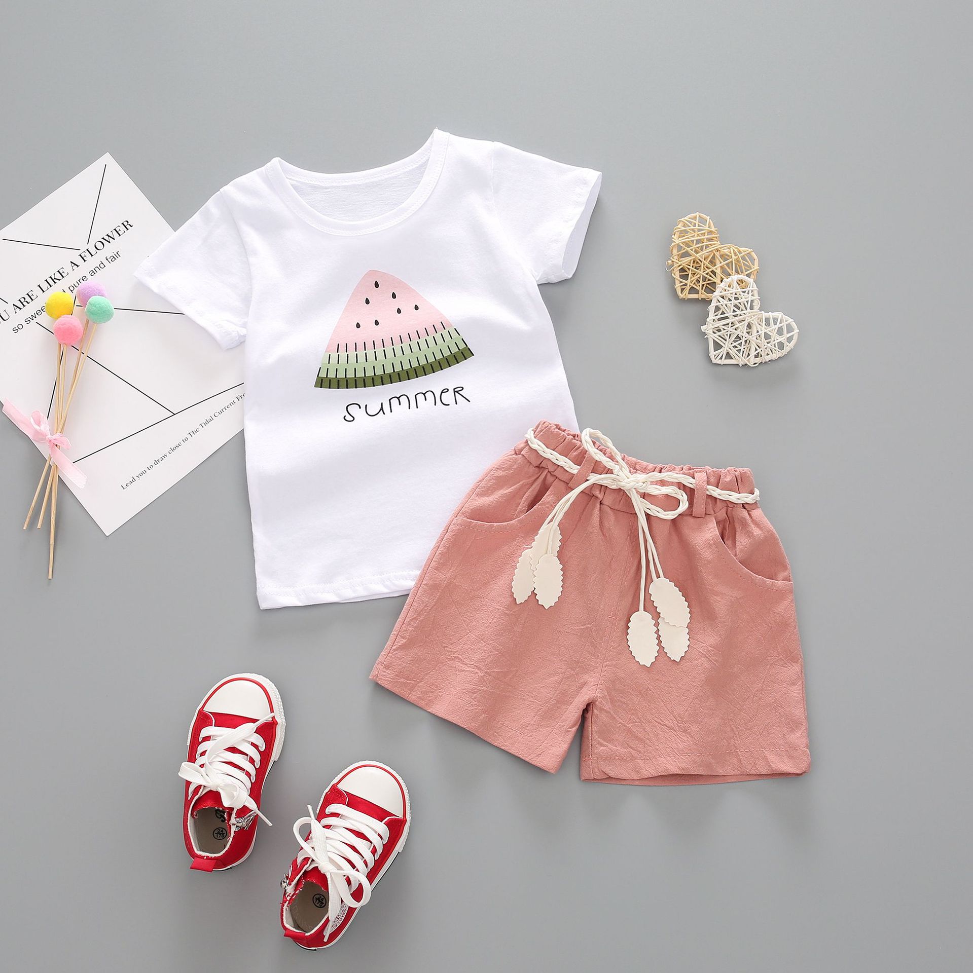 Infant and baby children's clothing summer new clothing children's cartoon short-sleeved casual T-shirt set two-piece wholesale