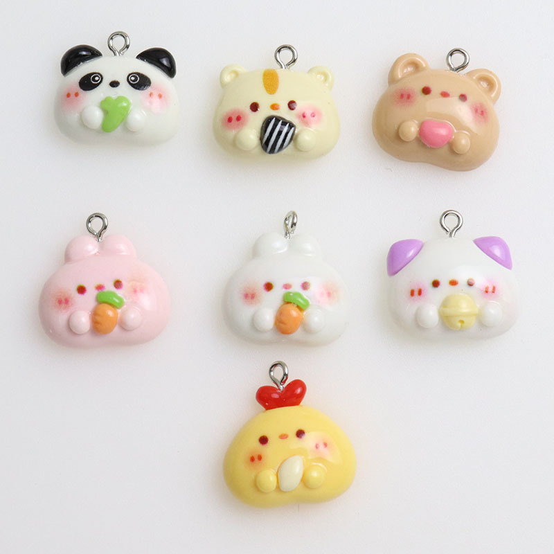 Resin cartoon cute shiny little animal avatar panda keychain pendant diy jewelry accessories wholesale materials