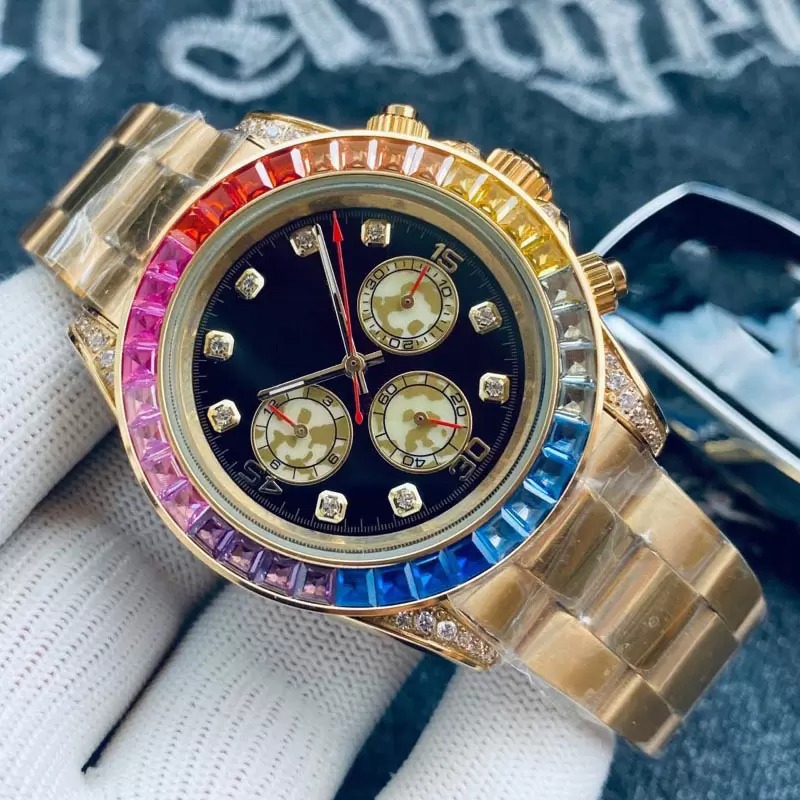 Rainbow Daytona watch men's AAA fully automatic mechanical watch six-pin multi-function full diamond luxury Danny Road watch
