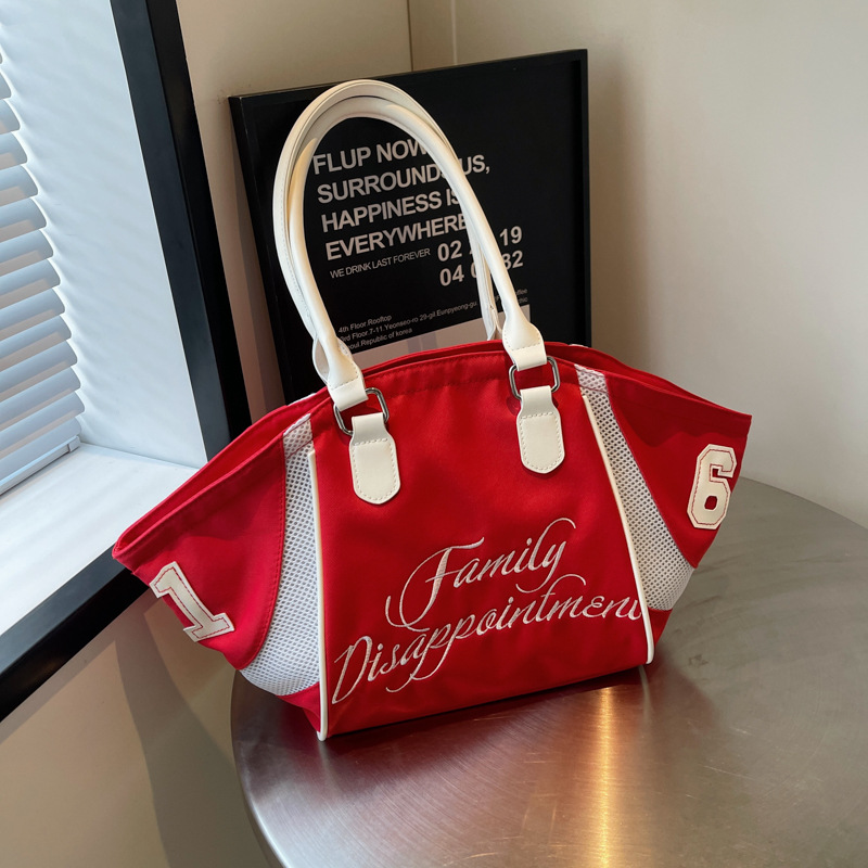 Fashionable bowling handbag women's new large-capacity embroidered letters shoulder crossbody sports travel armpit bag