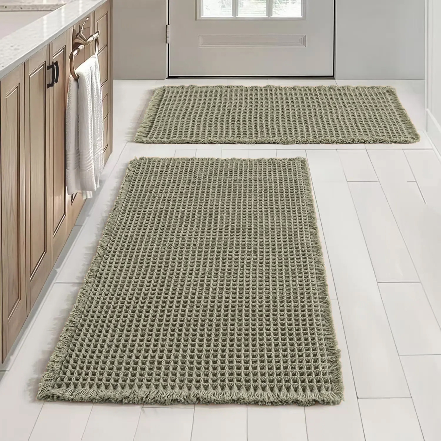 Cross-border bathroom bathing absorbent floor mat bathroom door waffle non-slip floor entry foot mat home toilet