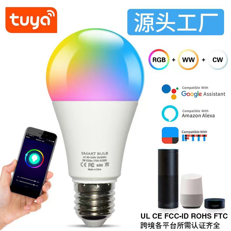 TUYA Bluetooth WIFI smart light bulb RGBCW dimming A60 graffiti LED light bulb ALEXA cross-border atmosphere light bulb