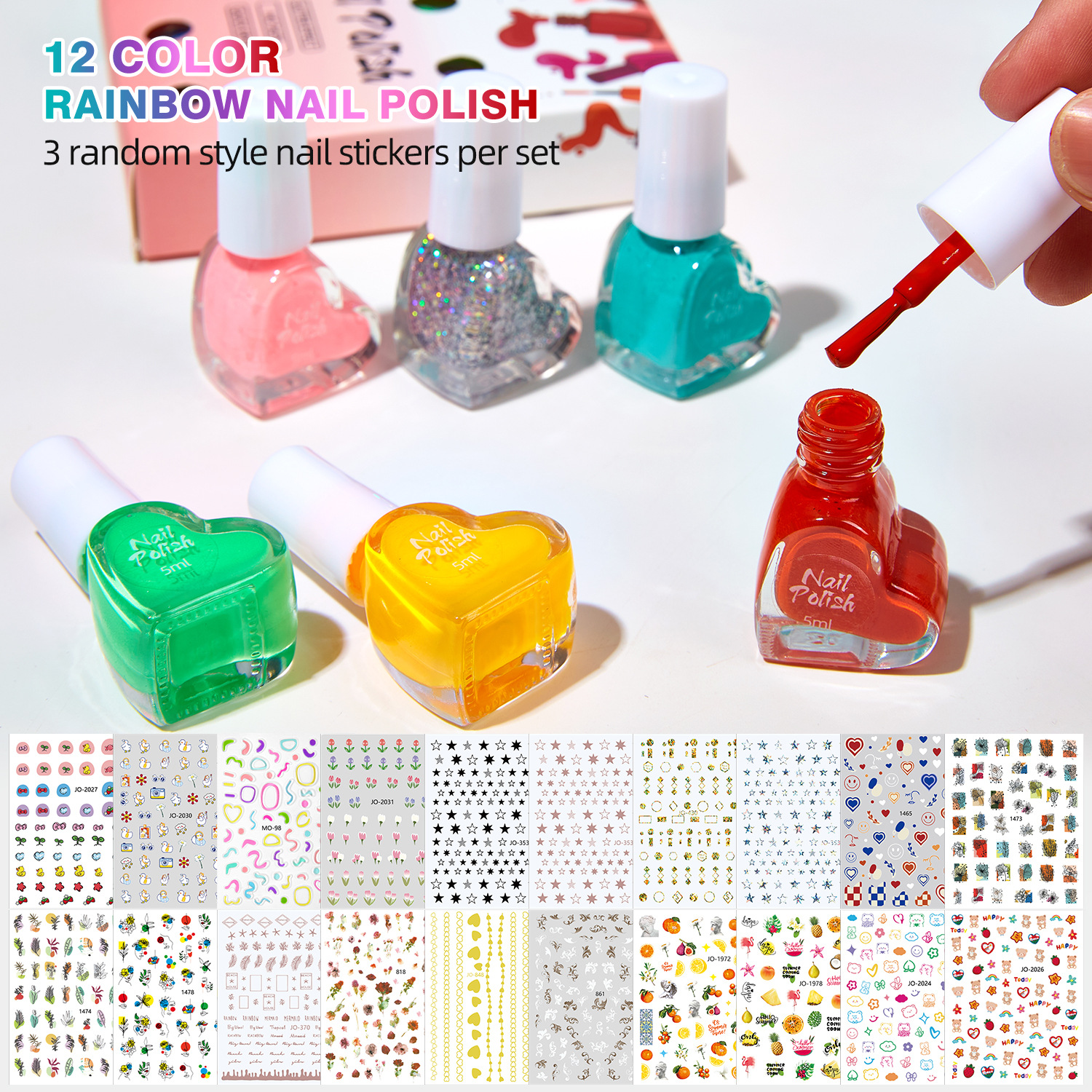 Amazon Air Dry Glitter Nail Polish Gel Nail Polish Glue Set Nail Art Decal DIY Wholesale Long-lasting Bake-Free