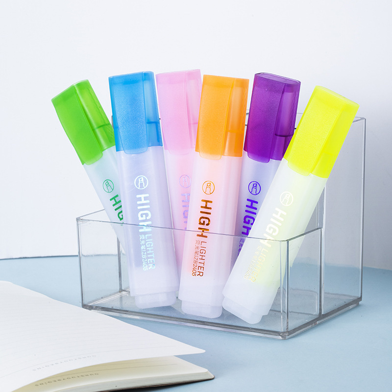 Highlighter student marker pen color mark highlight pen macaron color oblique head for handbook notes large capacity