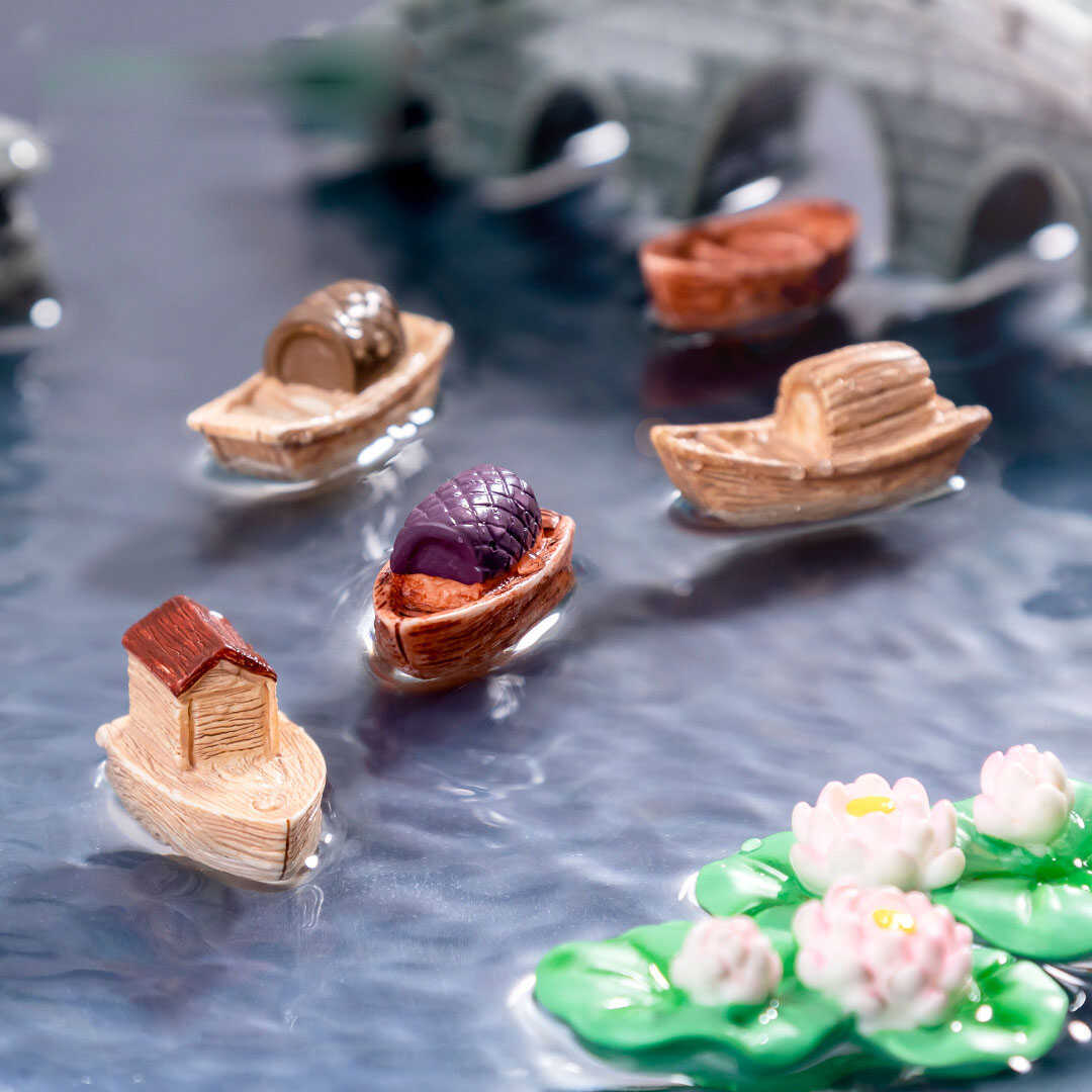 Micro-landscape creative Chinese-style Jiangnan boat aquarium fish tank landscaping diy decoration hanging accessories mini small ornaments