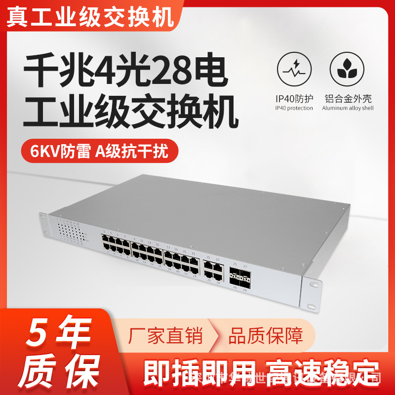 Gigabit industrial-grade 4 optical 20 electrical 4 Combo port Ethernet switch enterprise switching hub rack-mounted
