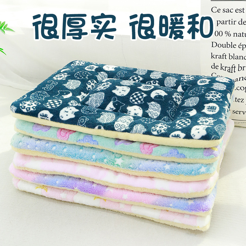 Cat thickened mat sleeping mat dog autumn and winter style blanket kennel cat mat warm pet cotton mat deep sleep floor mat