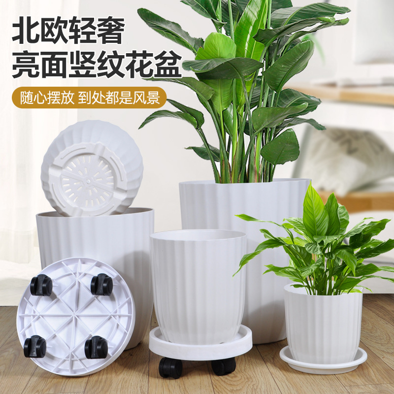 Flower pots for home large indoor living room simple plastic pots bird of paradise large diameter flower pots light luxury and high-end