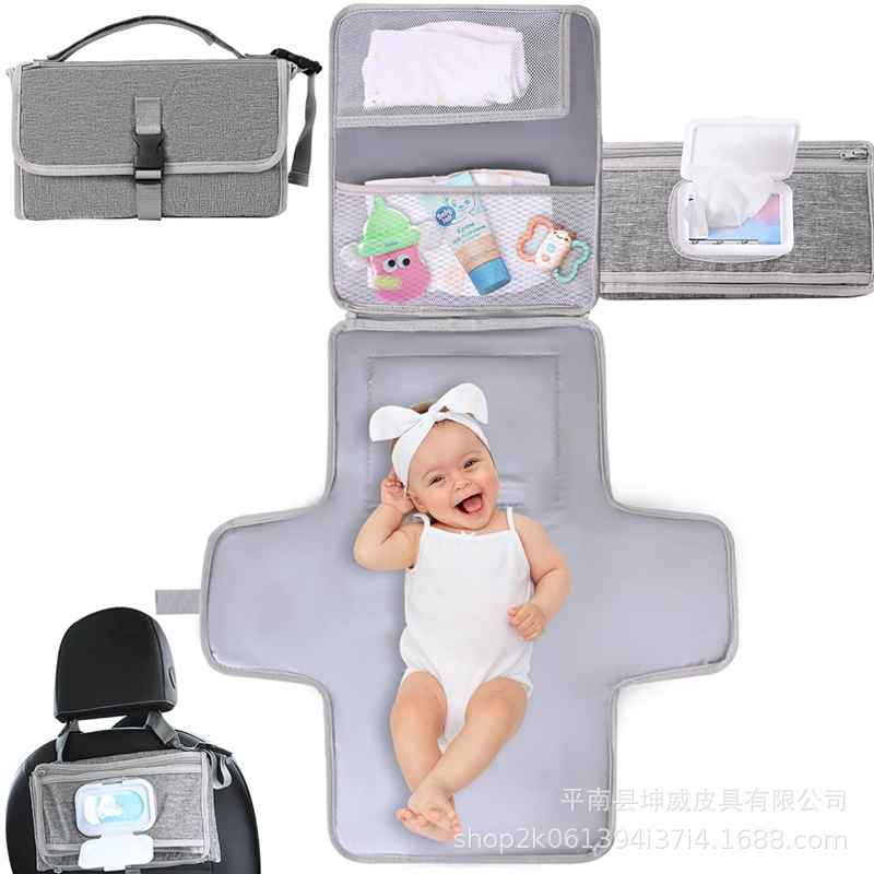 Bamboo fiber newborn changing pad portable waterproof multi-functional baby changing pad with wet wipes children's products