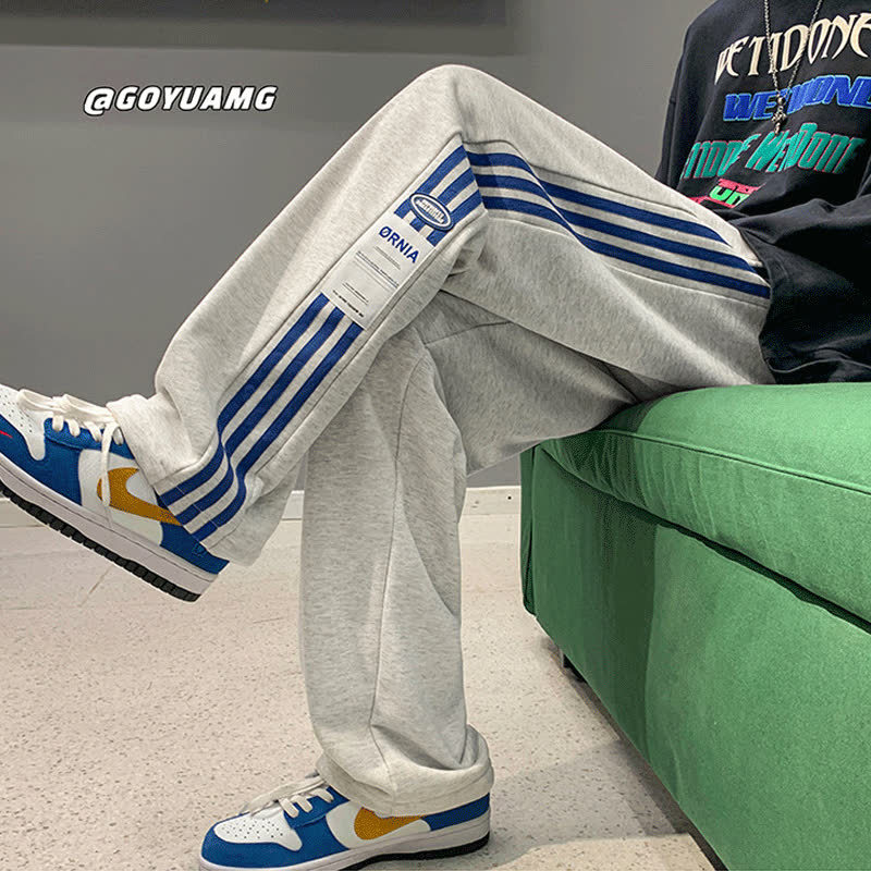 American high street trousers for men in autumn and winter new trendy brand sports pants for teenagers loose straight casual trousers