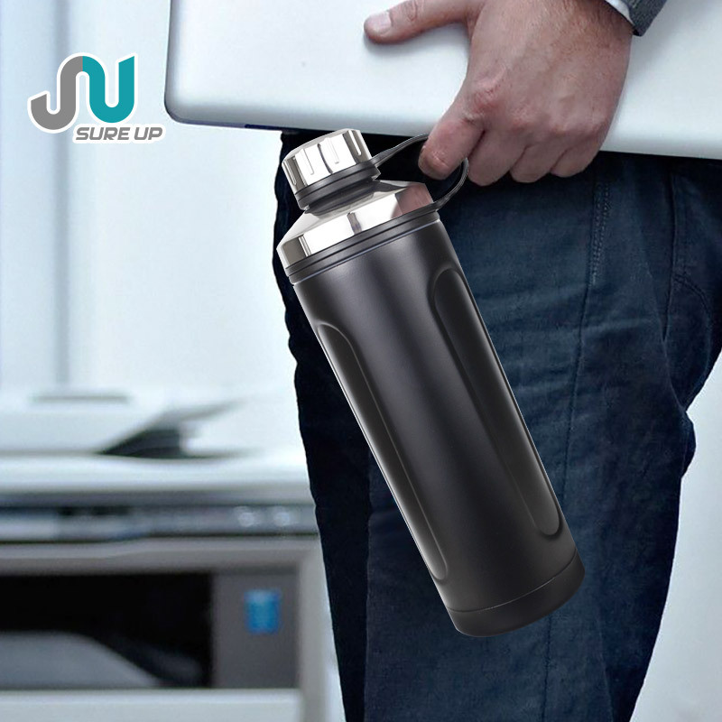 Outdoor sports gym portable vacuum insulated wide mouth sports water bottle flask double wall stainless steel thermos