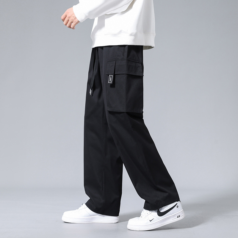 Straight overalls boys' pants spring and autumn 2024 thin trendy brand loose drape casual trousers