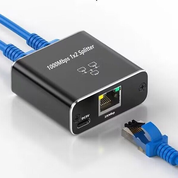 Gigabit network distributor rj45 network port one-to-two network cable splitter simultaneous Internet access switch router