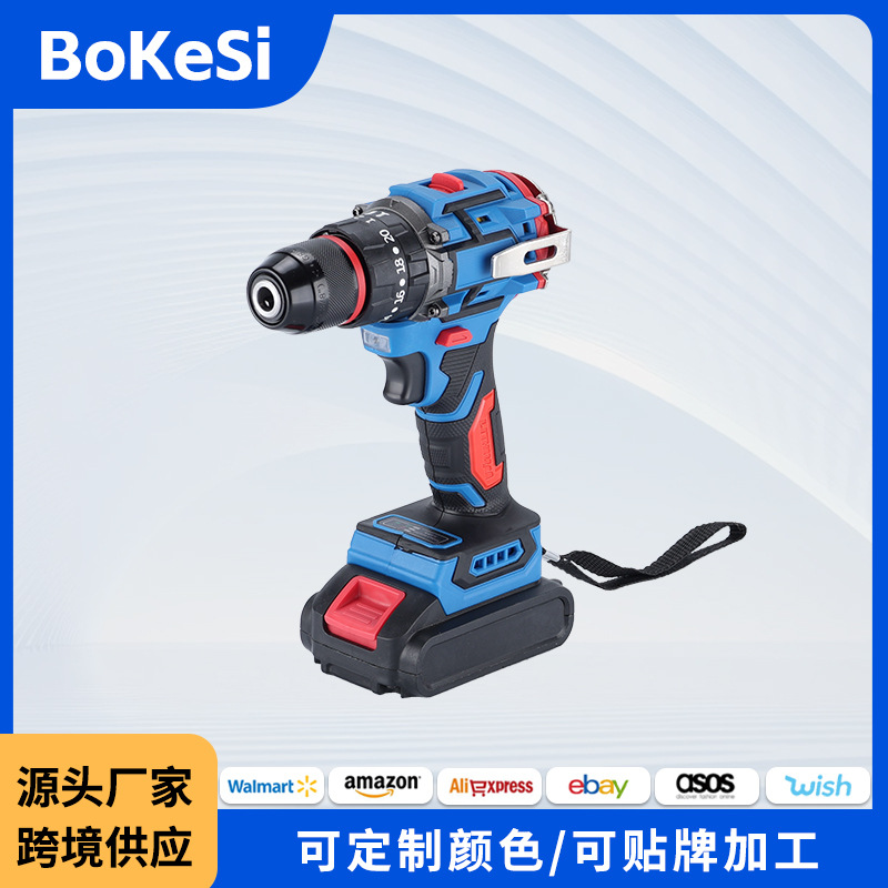 Cross-border multifunctional brushless hand drill with hook, foreign trade high-power pistol drill lithium electric drill, portable impact drill