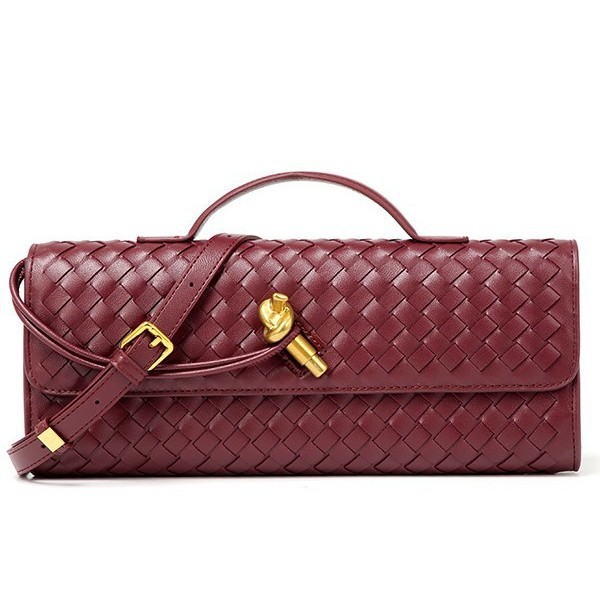 Woven bag, one-shoulder French baguette, niche high-end horizontal style, hand-held evening bag, cross-body versatile bag, fashionable and exquisite