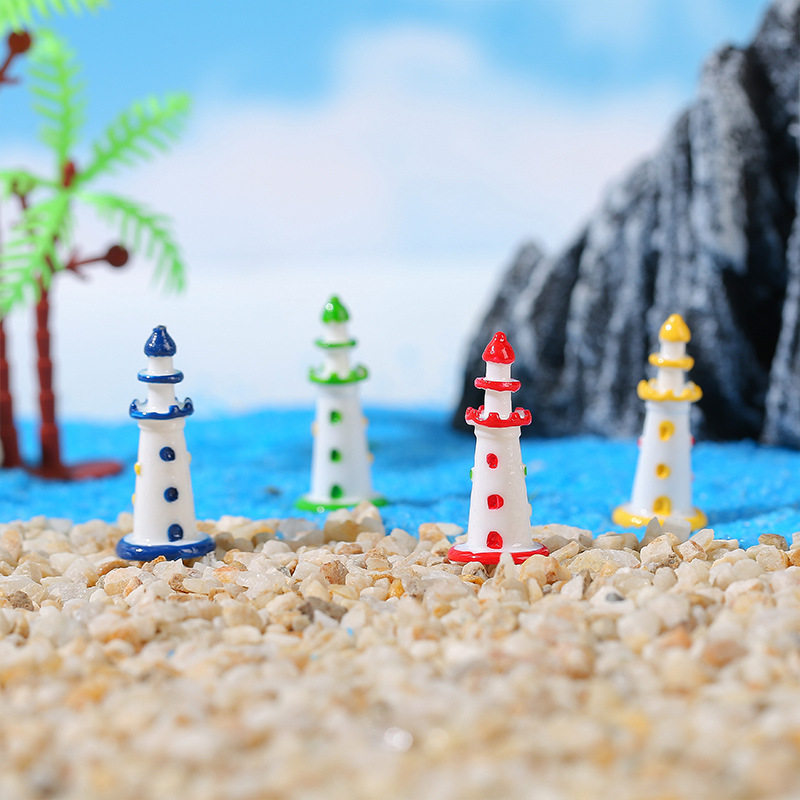 Micro-landscape Mediterranean style colorful lighthouse beach aquarium fish tank landscaping decoration accessories small ornaments