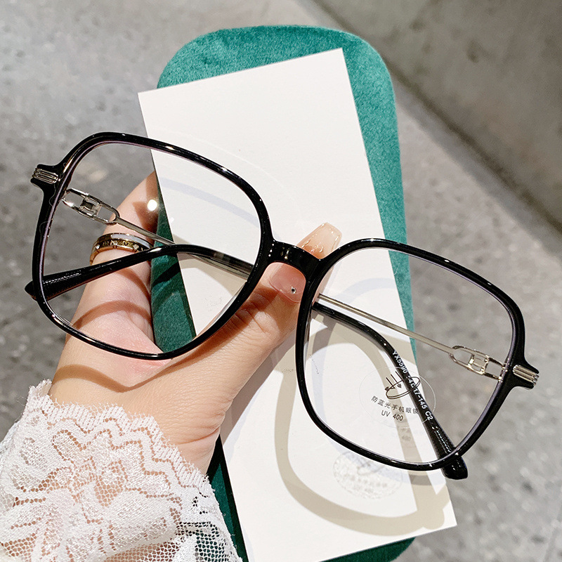 5590 Korean style square frame temples hollow design glasses frame for women without makeup whitening olive flat mirror glasses frame
